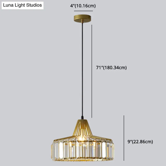 Modern Crystal Drum Pendant Light For Minimalist Dining Room