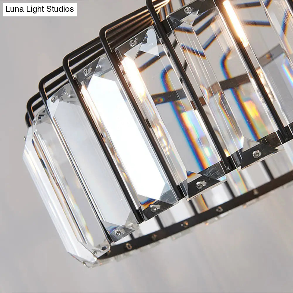 Modern Crystal Drum Pendant Light For Minimalist Dining Room