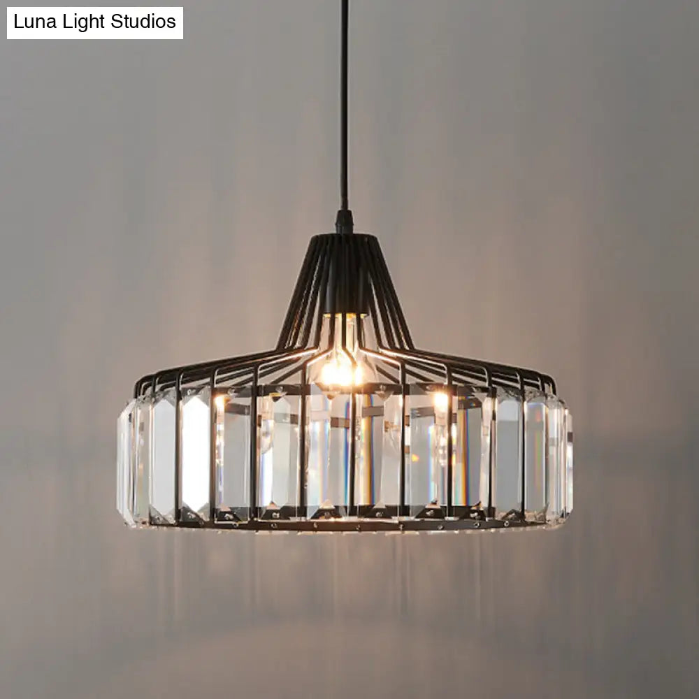 Modern Crystal Drum Pendant Light For Minimalist Dining Room