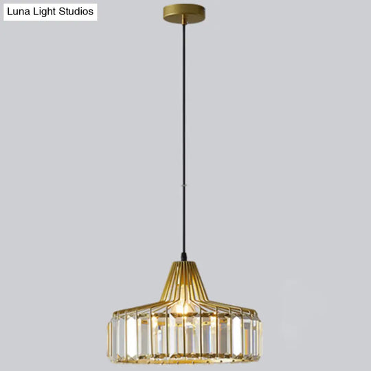 Modern Crystal Drum Pendant Light For Minimalist Dining Room Gold / 10