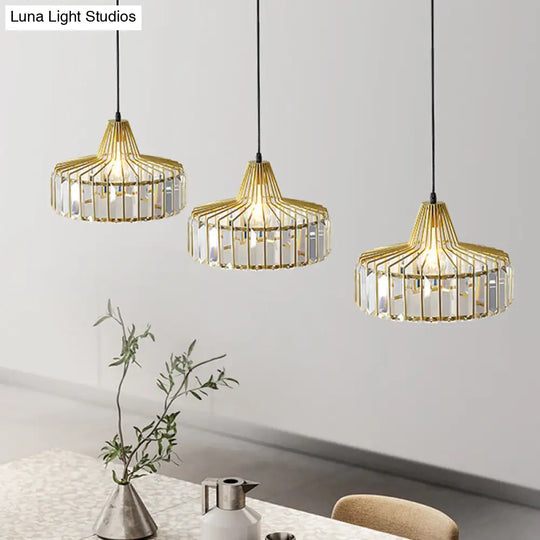 Modern Crystal Drum Pendant Light For Minimalist Dining Room