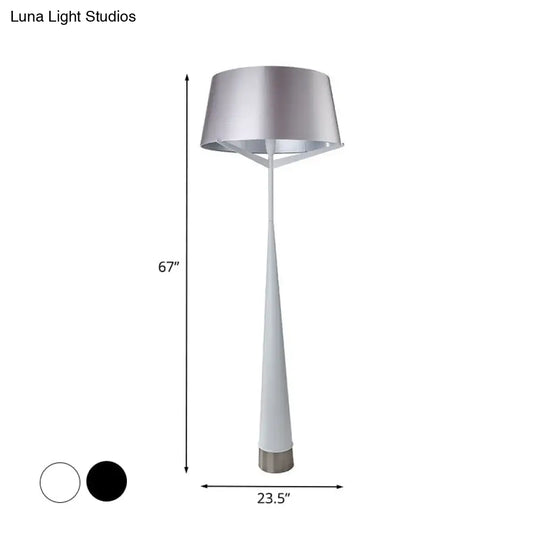 Modern Minimalist Drum Shaped Standing Lamp In Metallic Finish - Bedroom Reading Floor Light