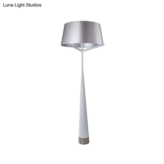 Modern Minimalist Drum Shaped Standing Lamp In Metallic Finish - Bedroom Reading Floor Light