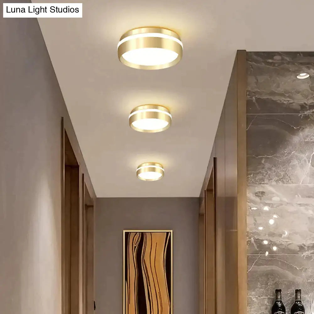 Modern Minimalist Gateway Round Gold Led Small Ceiling Lamp