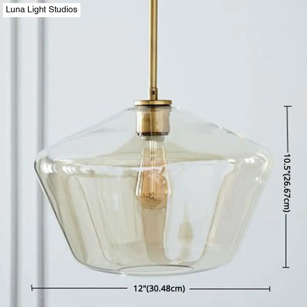 Modern Minimalist Glass Pendant Light For Dining Room - 1-Light Hanging Lamp