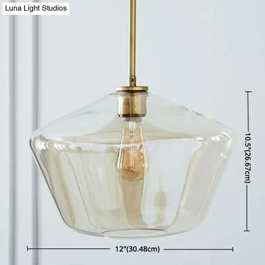 Modern Minimalist Glass Pendant Light For Dining Room - 1-Light Hanging Lamp