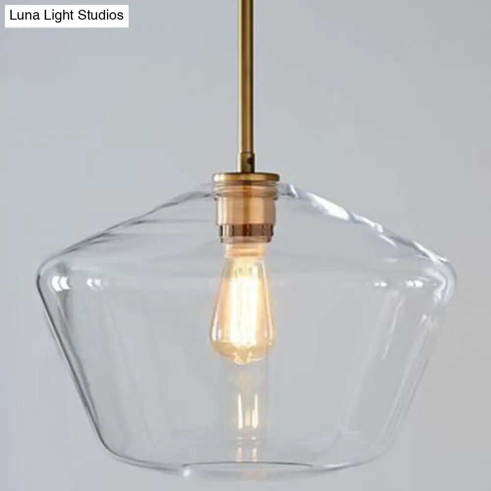 Modern Minimalist Glass Pendant Light For Dining Room - 1-Light Hanging Lamp Clear / 12