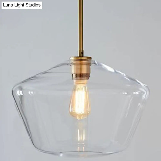 Modern Minimalist Glass Pendant Light For Dining Room - 1-Light Hanging Lamp Clear / 12