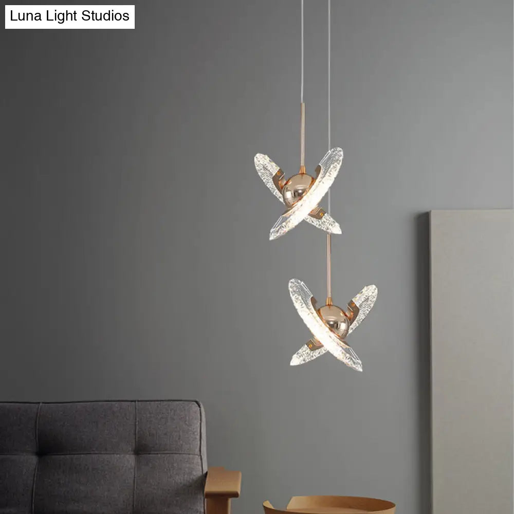 Modern Minimalist Gold Pendant Lamp With Crystal Accent - Small Round Design For Living Room