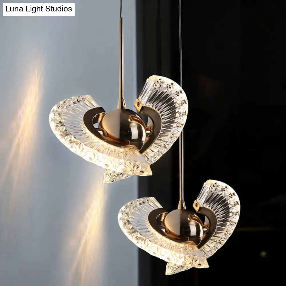 Modern Minimalist Gold Pendant Lamp With Crystal Accent - Small Round Design For Living Room