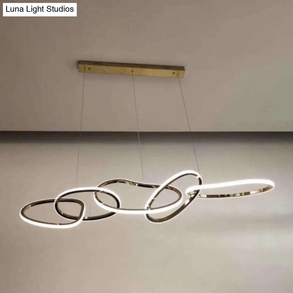 Minimalist Golden Metal 5-Ring Led Hanging Light For Dinning Room Pendant Lighting