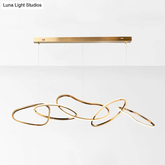 Modern Golden Metal 5-Ring Led Pendant Light For Dining Room Gold / 59 Natural