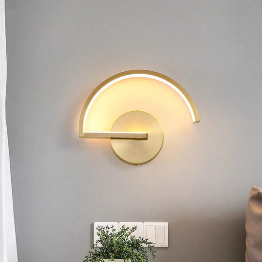 Modern Minimalist Led Bedside Lamp Creative Bedroom Living Room Copper Wall Lamp
