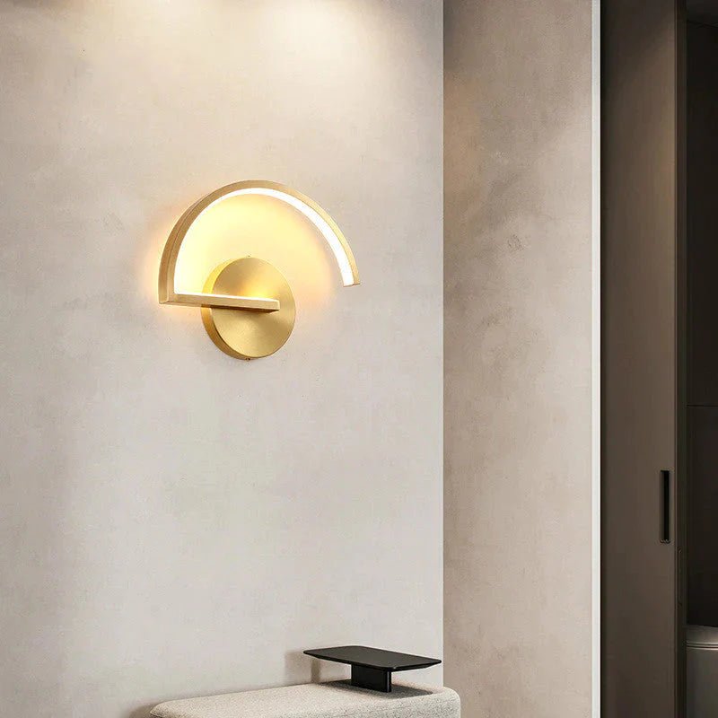 Modern Minimalist Led Bedside Lamp Creative Bedroom Living Room Copper Wall Lamp