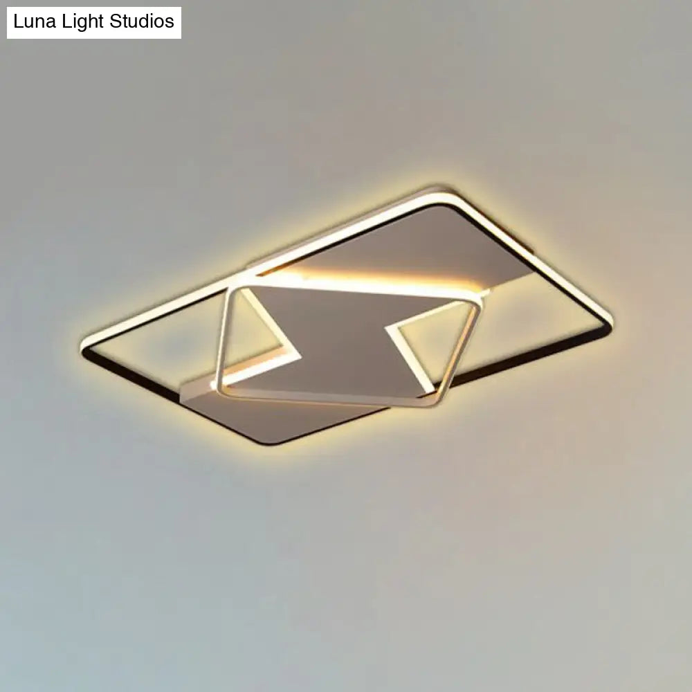 Modern Minimalist Led Ceiling Flush Light In Black/White - 16/19.5/23.5/35.5 W
