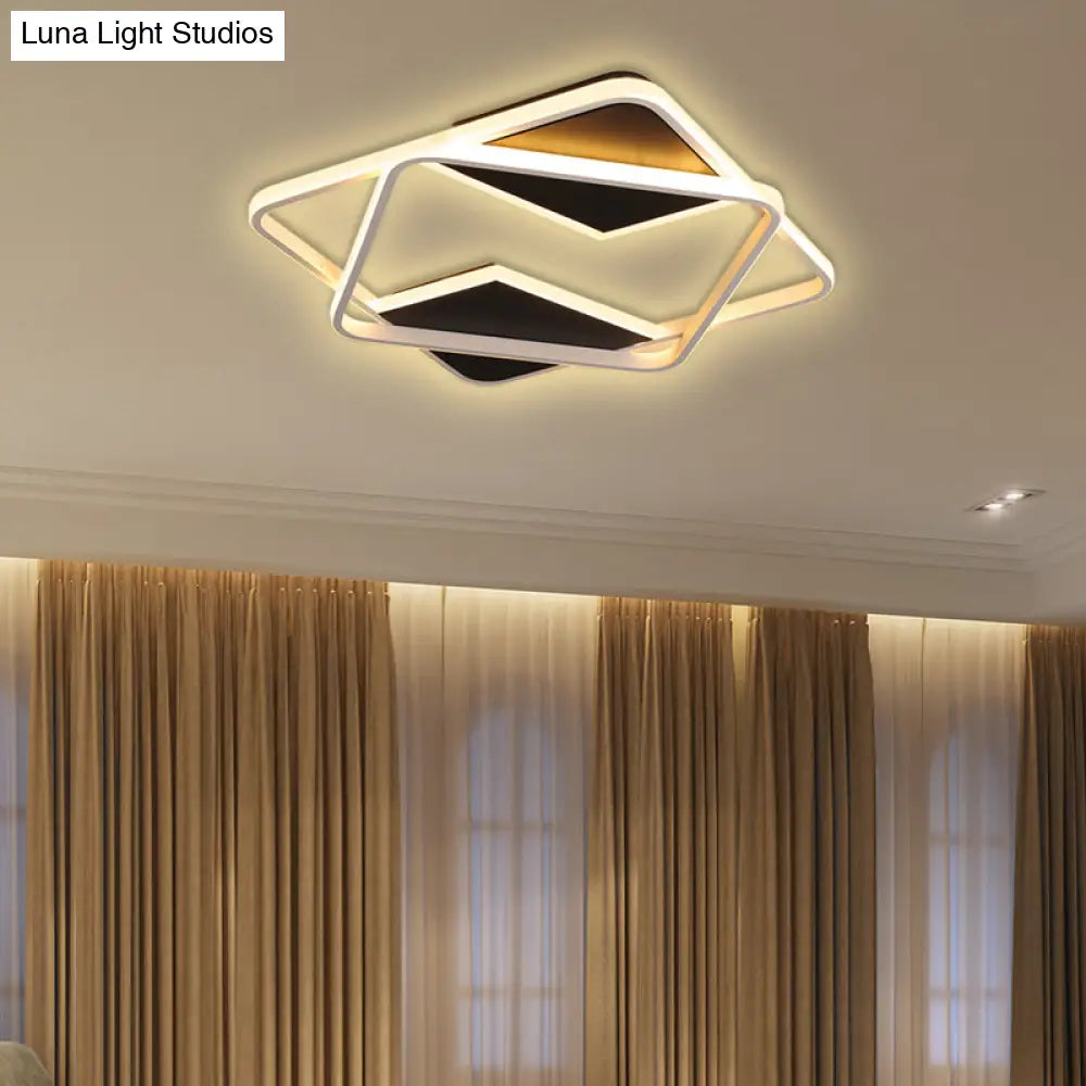 Modern Minimalist Led Ceiling Flush Light In Black/White - 16’/19.5’/23.5’/35.5’ W