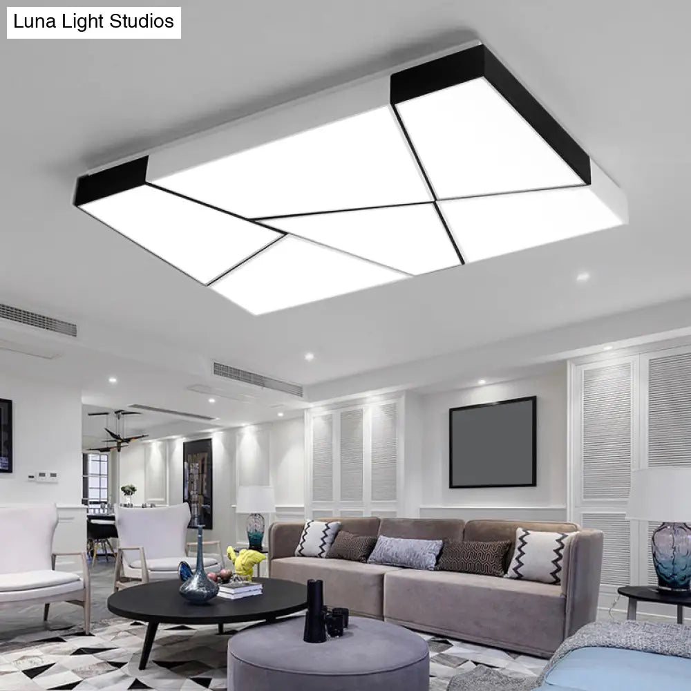 Modern Minimalist Led Ceiling Lamp: Black - White Acrylic Flush Mount Light For Living Room