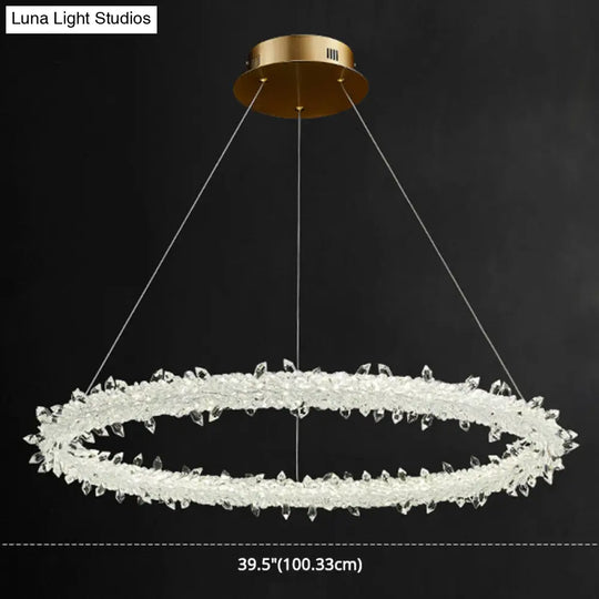 Modern Minimalist Led Pendant Lamp With Clear Crystal - Ideal For Living Room