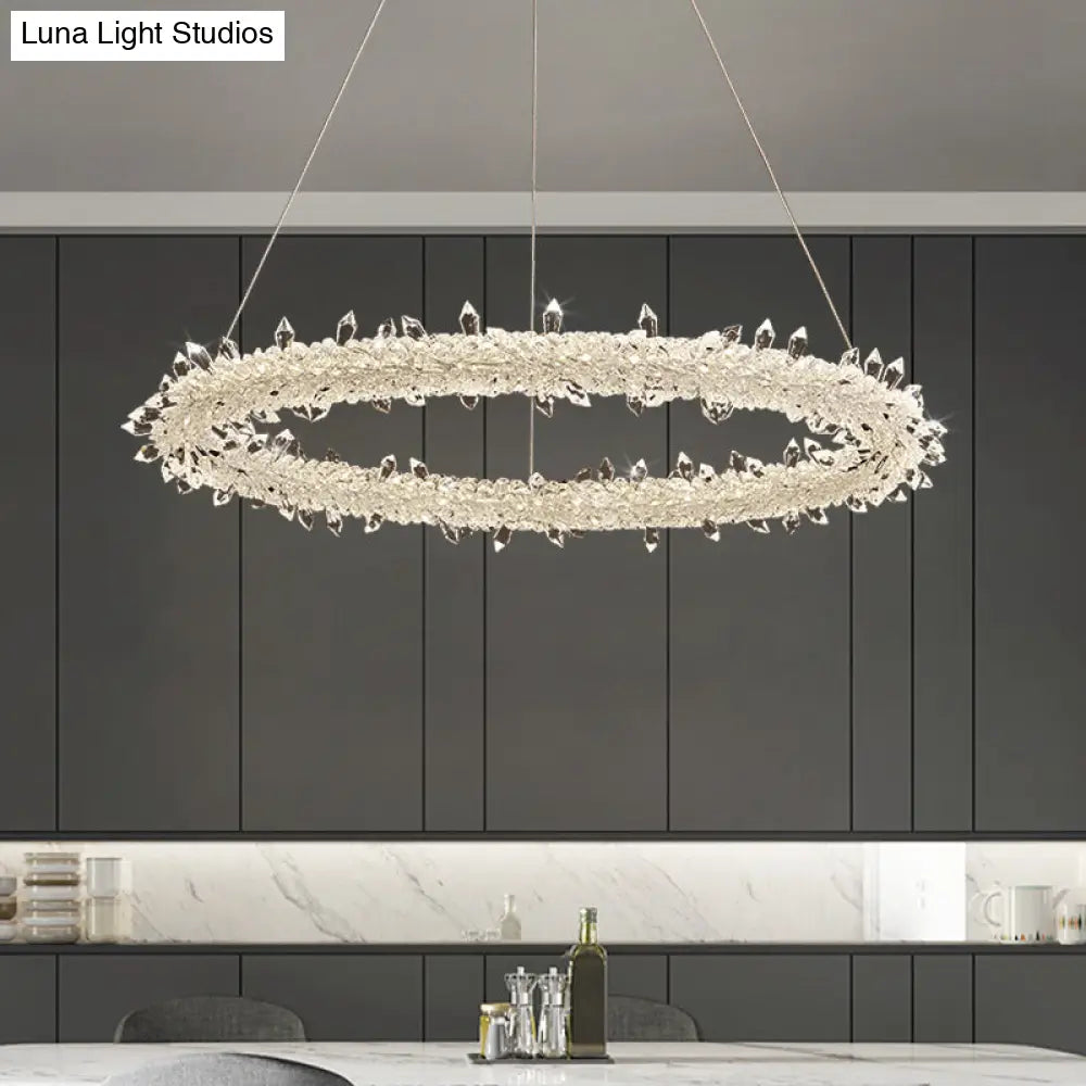 Modern Minimalist Led Pendant Lamp With Clear Crystal - Ideal For Living Room