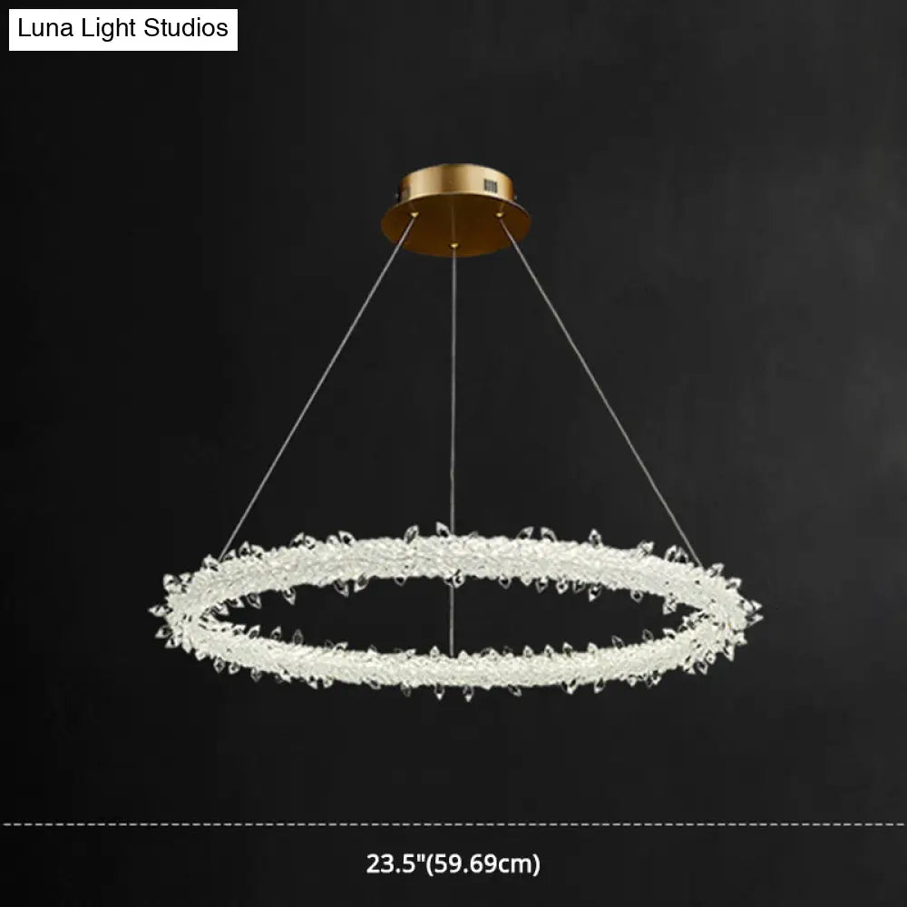 Modern Minimalist Led Pendant Lamp With Clear Crystal - Ideal For Living Room