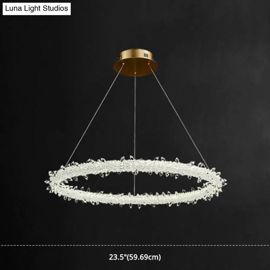 Modern Minimalist Led Pendant Lamp With Clear Crystal - Ideal For Living Room