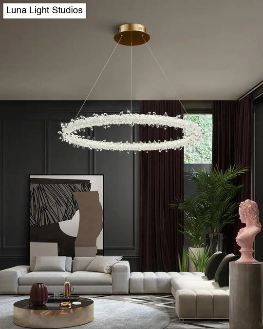 Modern Minimalist Led Pendant Lamp With Clear Crystal - Ideal For Living Room