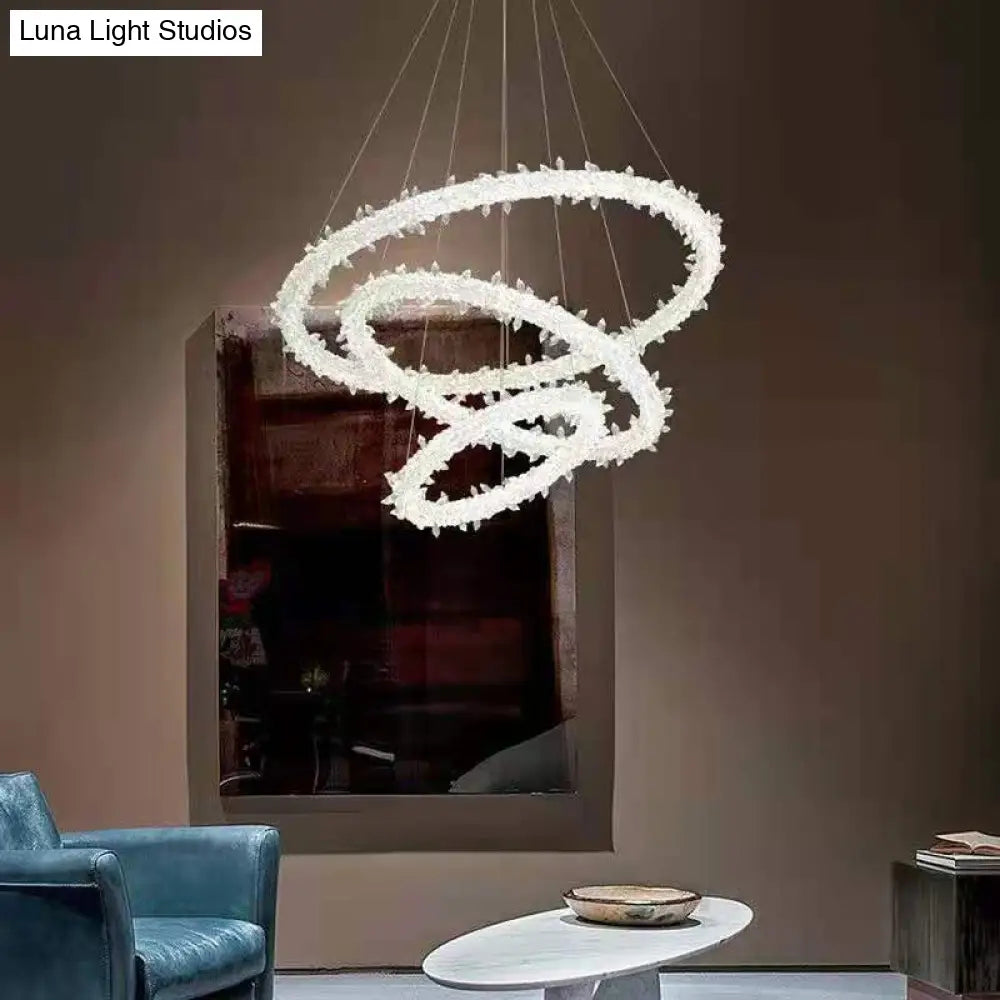 Modern Minimalist Led Pendant Lamp With Clear Crystal - Ideal For Living Room