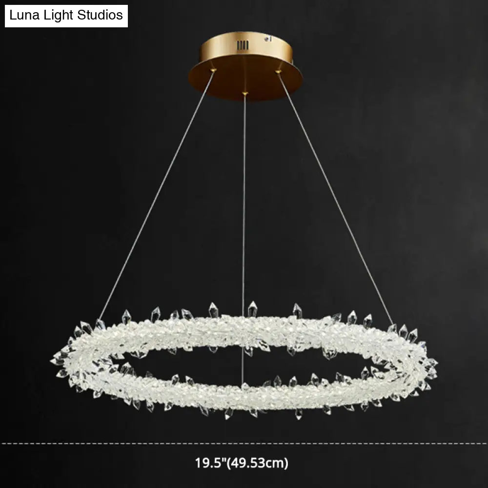 Modern Minimalist Led Pendant Lamp With Clear Crystal - Ideal For Living Room