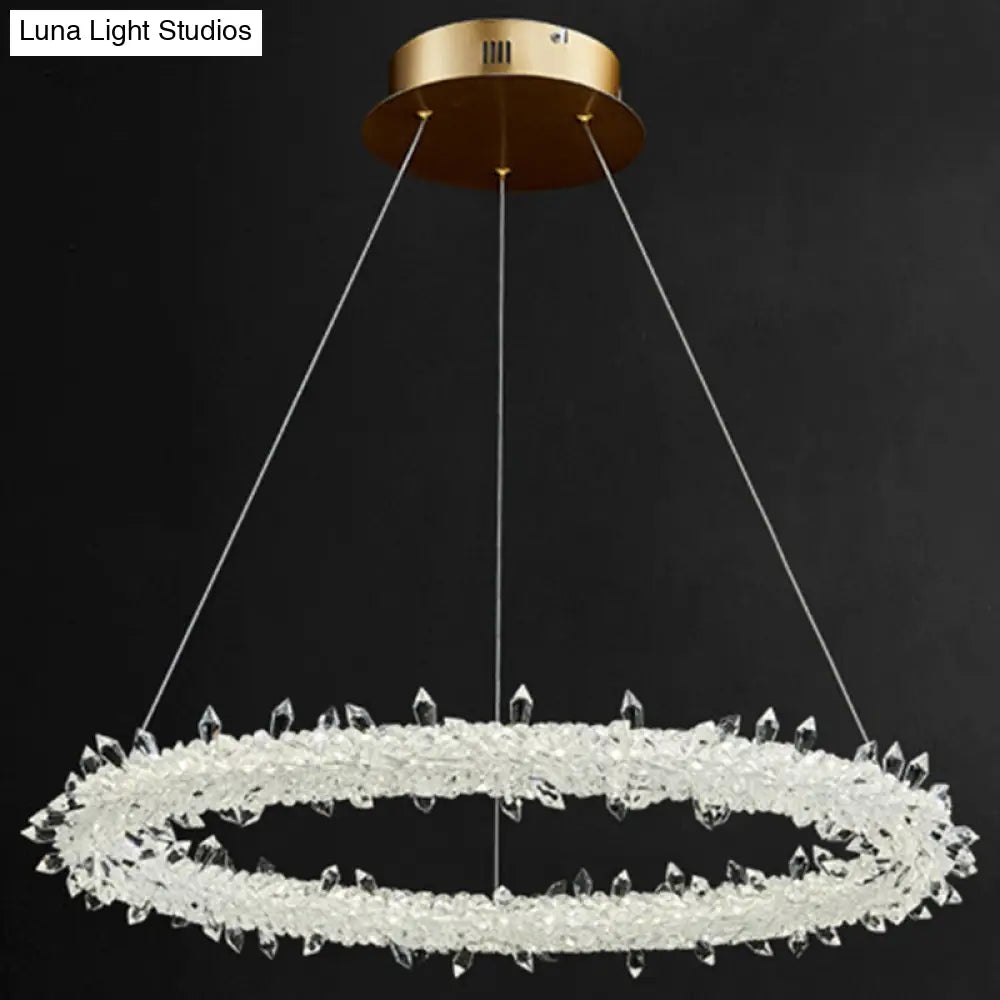 Modern Minimalist Led Pendant Lamp With Clear Crystal - Ideal For Living Room