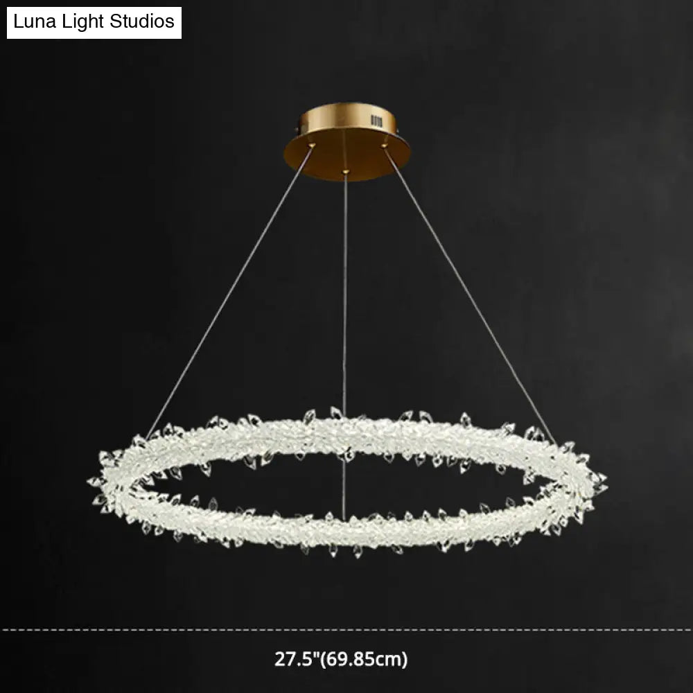 Modern Minimalist Led Pendant Lamp With Clear Crystal - Ideal For Living Room