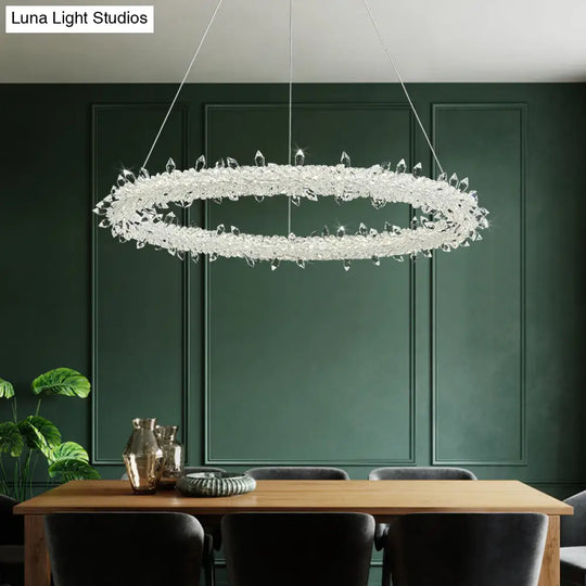 Modern Minimalist Led Pendant Lamp With Clear Crystal - Ideal For Living Room