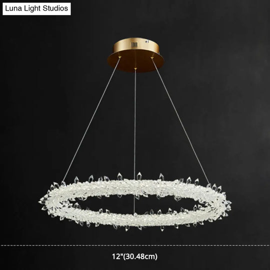 Modern Minimalist Led Pendant Lamp With Clear Crystal - Ideal For Living Room