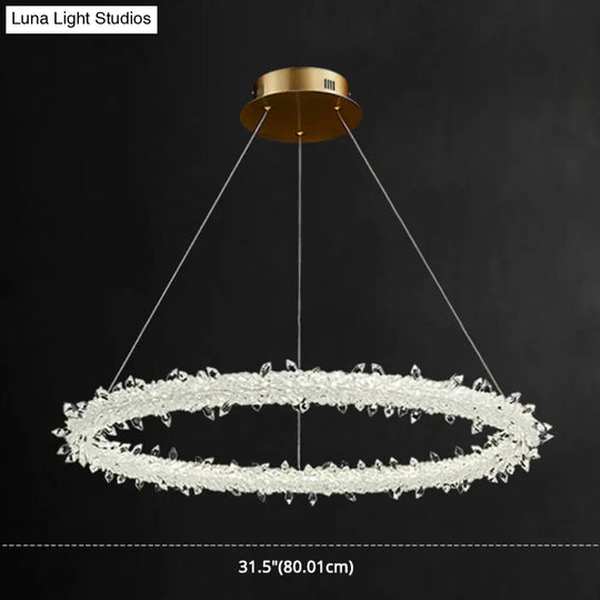 Modern Minimalist Led Pendant Lamp With Clear Crystal - Ideal For Living Room