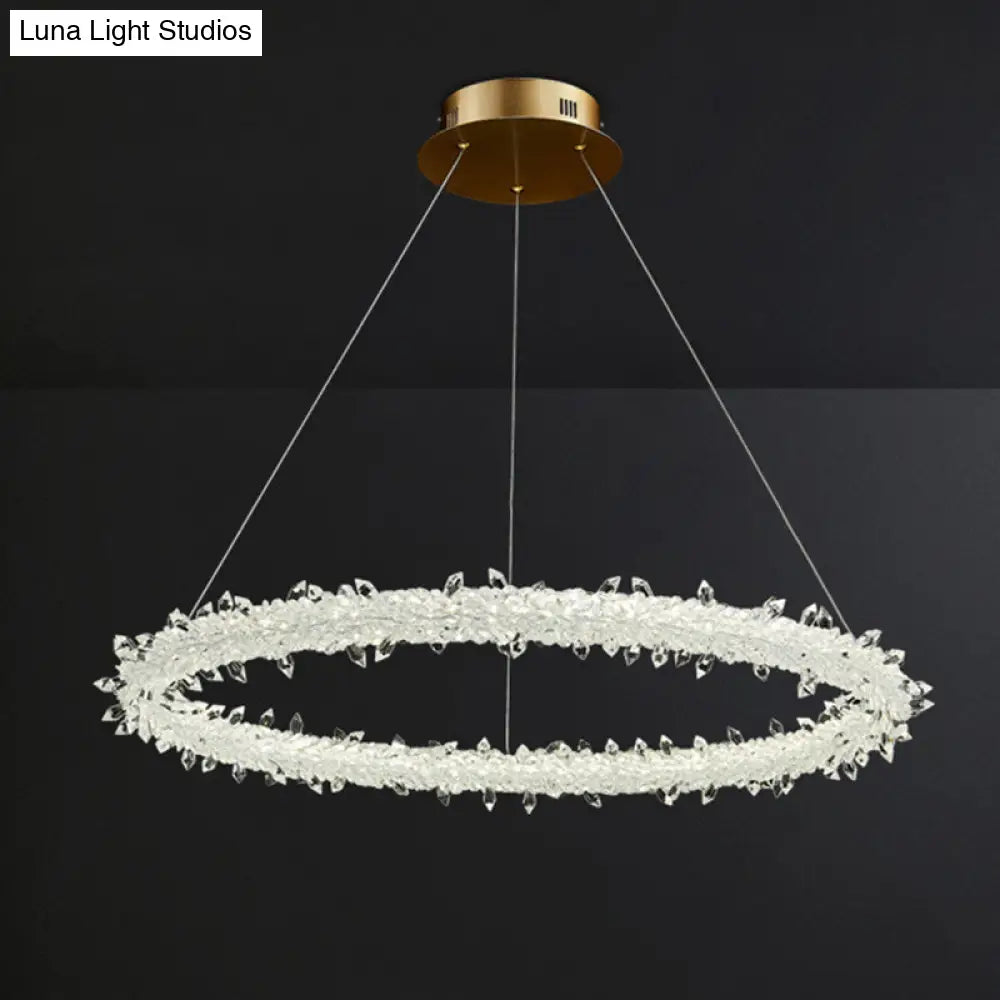 Modern Minimalist Led Pendant Lamp With Clear Crystal - Ideal For Living Room