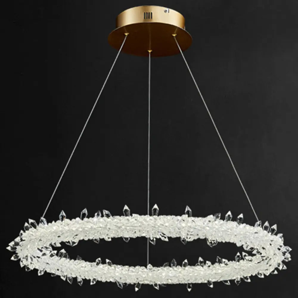 Modern Minimalist Led Pendant Lamp With Clear Crystal - Ideal For Living Room Silver / 12