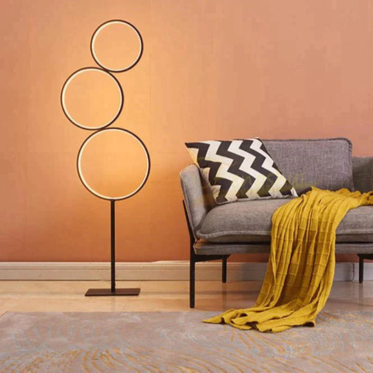 Modern Minimalist Led Ring Floor Lights Lighting Art Deco Home Touch Switch Standing Lamp For Living