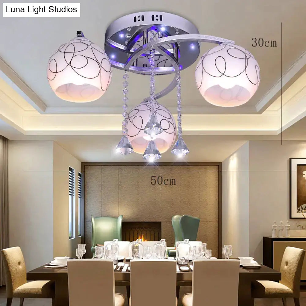 Modern Minimalist Living Room Crystal Fashion Restaurant Creative Ceiling Lamp Pattern / 3 Heads