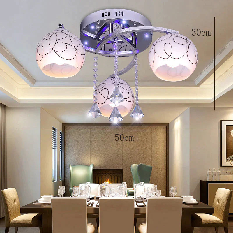 Modern Minimalist Living Room Crystal Fashion Restaurant Creative Ceiling Lamp Pattern / 3 Heads