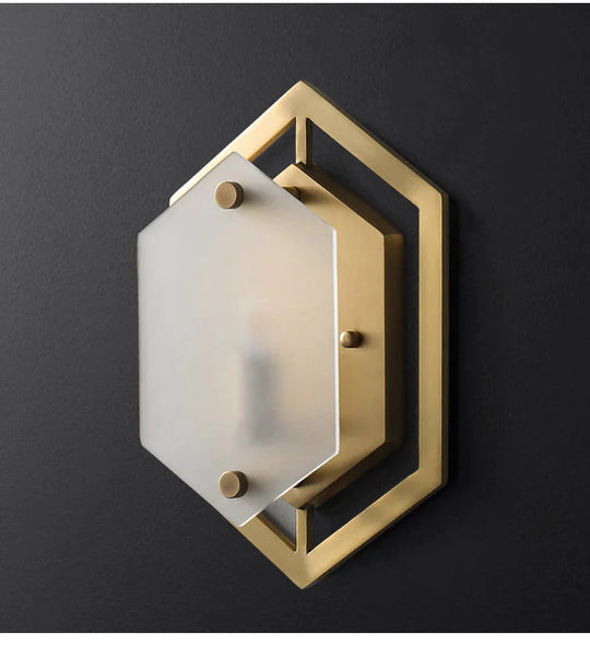 Modern Minimalist Luxury Hexagonal Copper Wall Lamp