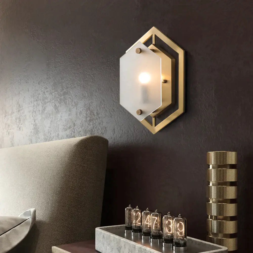 Modern Minimalist Luxury Hexagonal Copper Wall Lamp Copper Wall Lamps