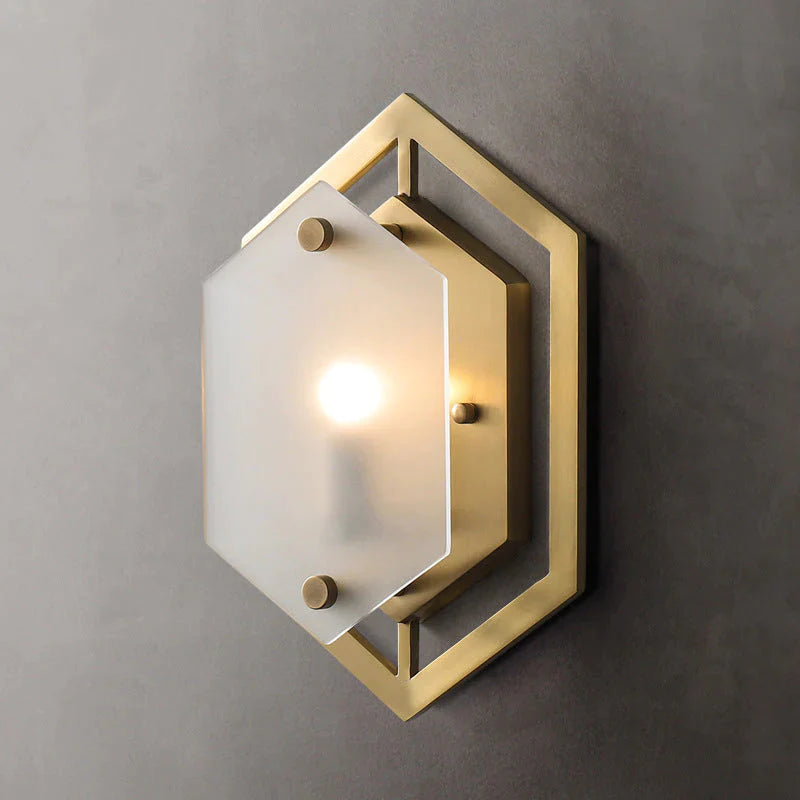 Modern Minimalist Luxury Hexagonal Copper Wall Lamp