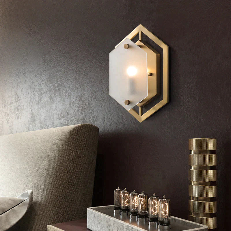 Modern Minimalist Luxury Hexagonal Copper Wall Lamp Lamps