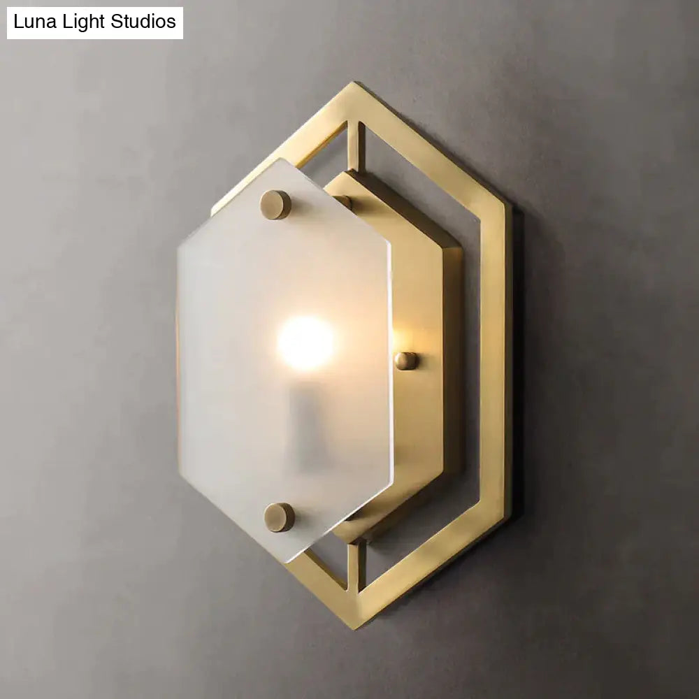 Modern Minimalist Luxury Hexagonal Copper Wall Lamp Lamps