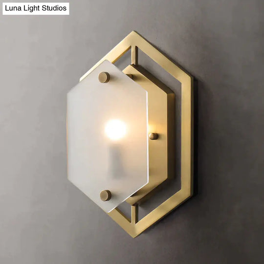 Modern Minimalist Luxury Hexagonal Copper Wall Lamp Lamps