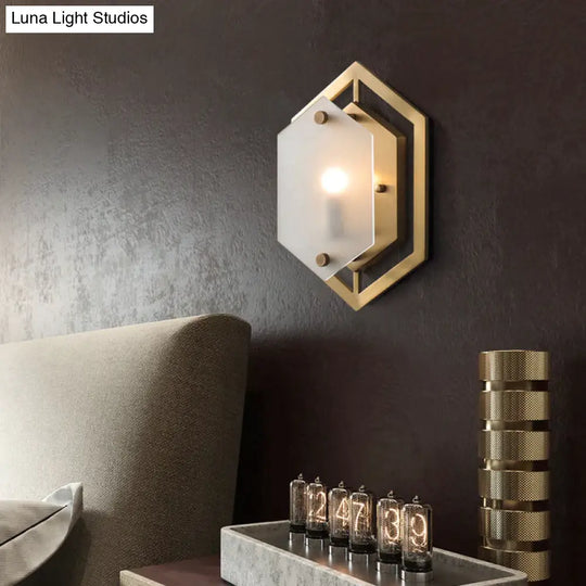 Modern Minimalist Luxury Hexagonal Copper Wall Lamp Lamps