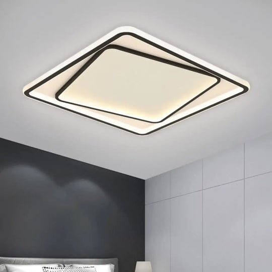 Modern Minimalist Metal Led Bedroom Flush Mount Light In Black - 16.5/20.5 Width (Customizable 7