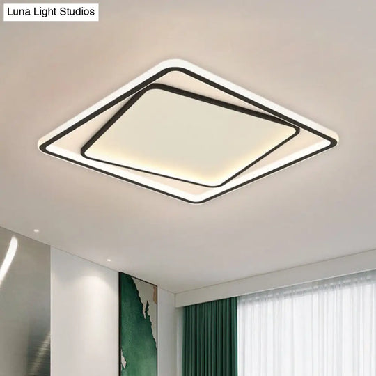 Modern Minimalist Metal Led Bedroom Flush Mount Light In Black - 16.5/20.5 Width (Customizable 7