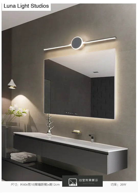 Modern Minimalist Metal Single Vanity Light - Linear Wall Fixture