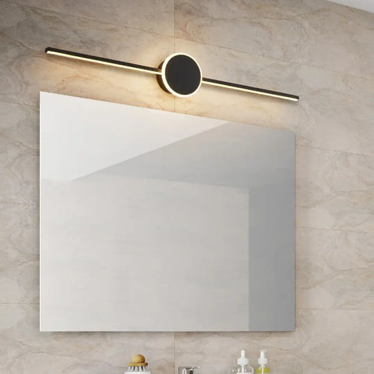 Modern Minimalist Metal Single Vanity Light - Linear Wall Fixture Black / 16 Round