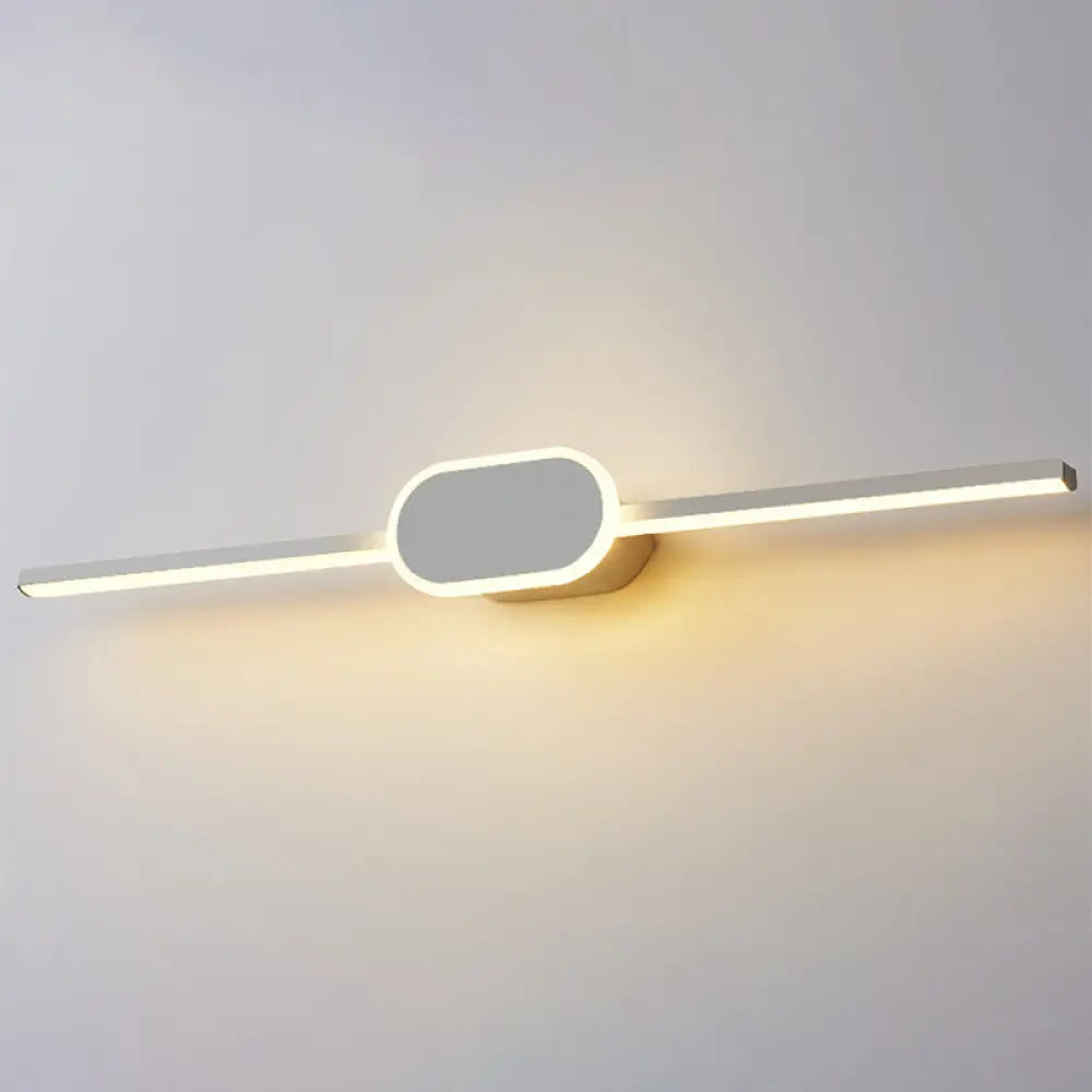 Modern Minimalist Metal Single Vanity Light - Linear Wall Fixture White / 16 Oval